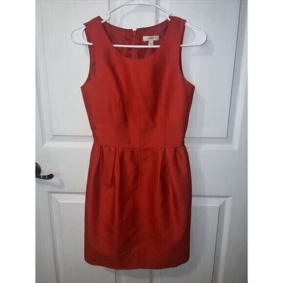 J.Crew Sleeveless Orange Mini Dress Silk & Wool Size 00‎ retail $69.50 - Picture 1 of 8